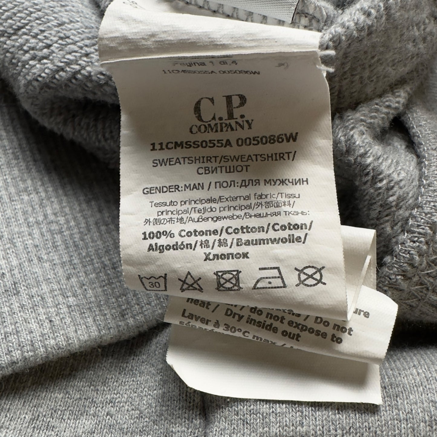 C.P. Company Diagonal Raised Fleece Crewneck Sweater - Grey