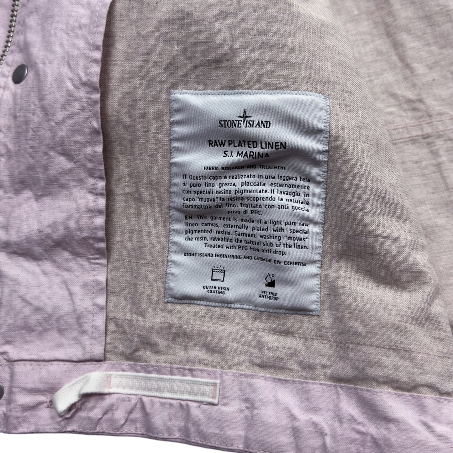 S/S 24 Stone Island Marina Raw Plated Linen Jacket