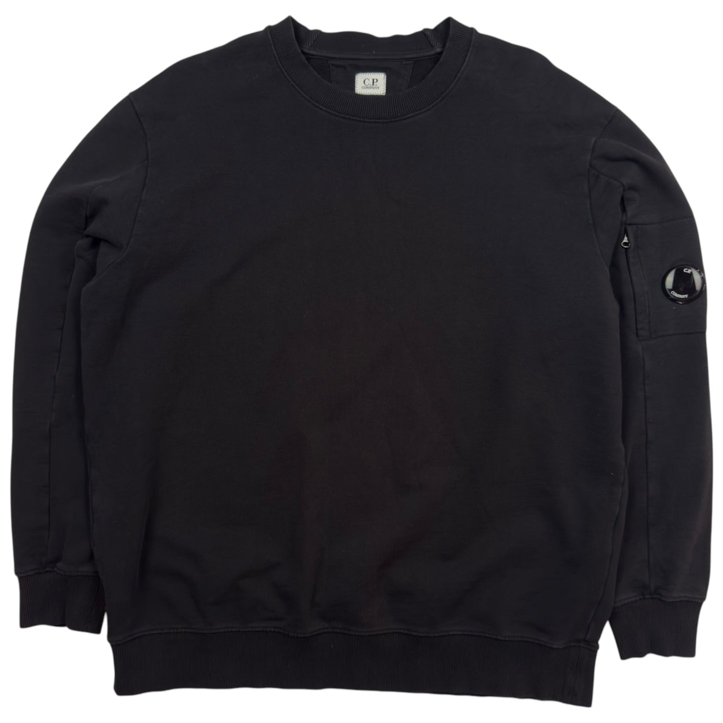 C.P. Company Diagonal Raised Fleece Crewneck Sweater - Black