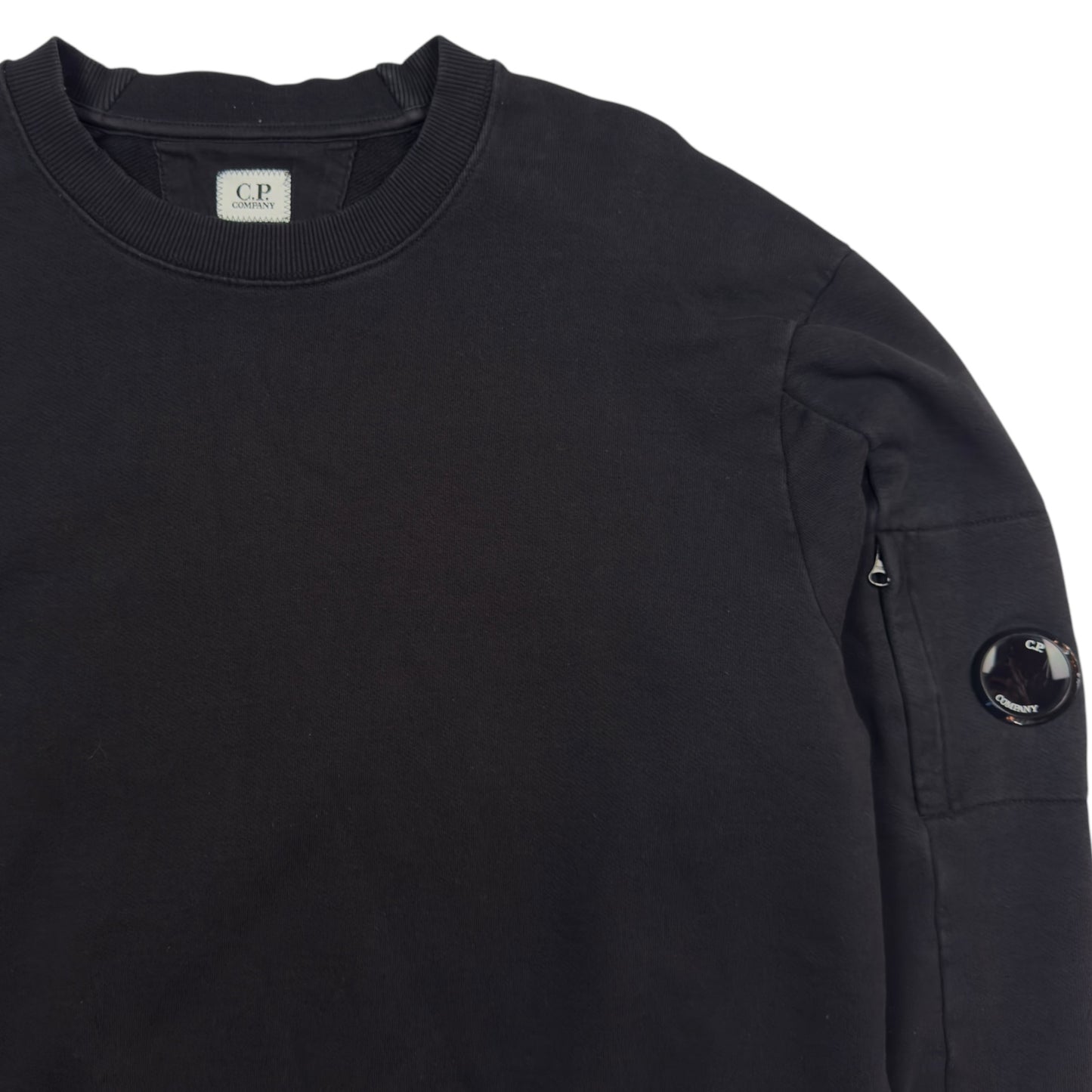 C.P. Company Diagonal Raised Fleece Crewneck Sweater - Black