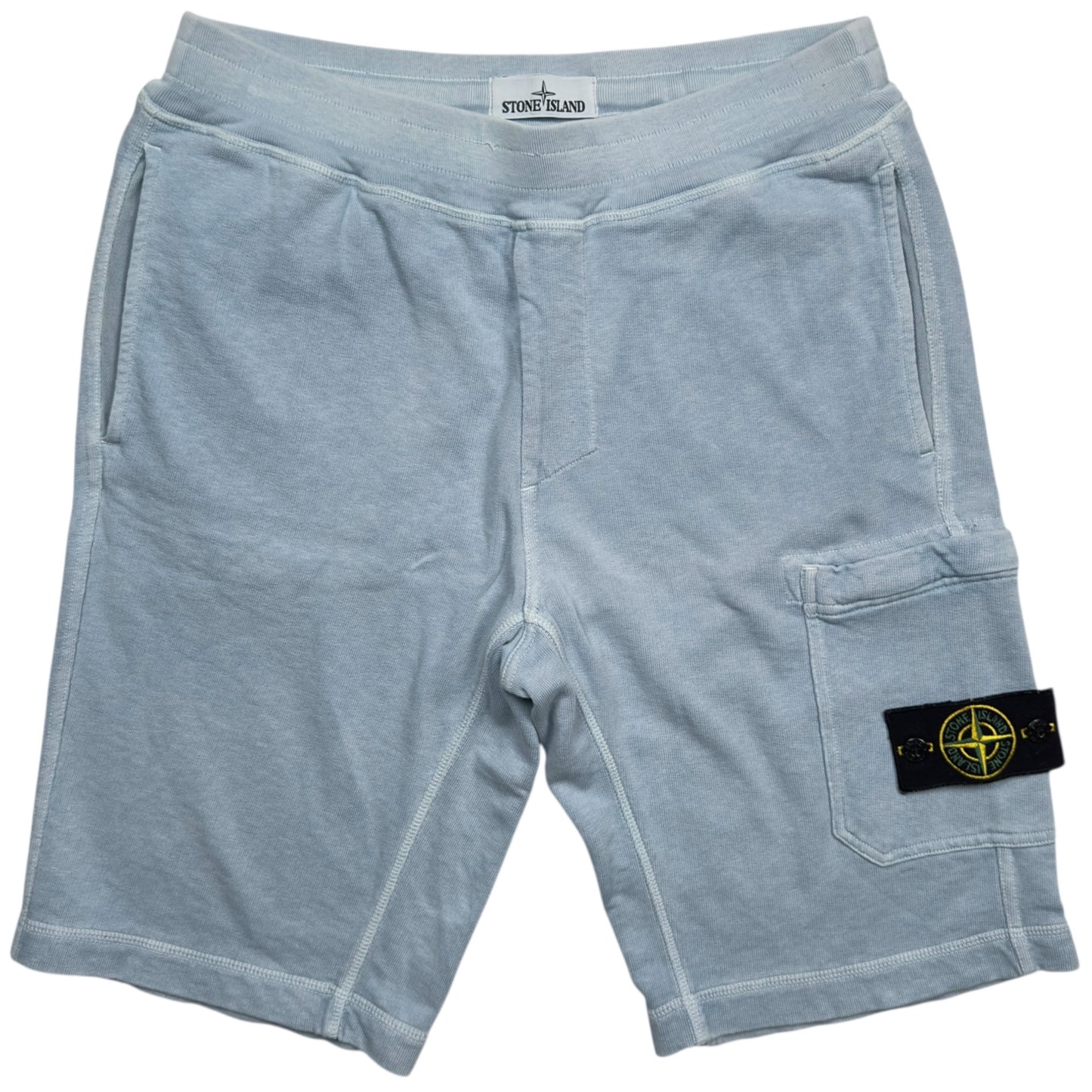 S/S 17 Stone Island Cotton Jersey Cargo Shorts - Baby Blue
