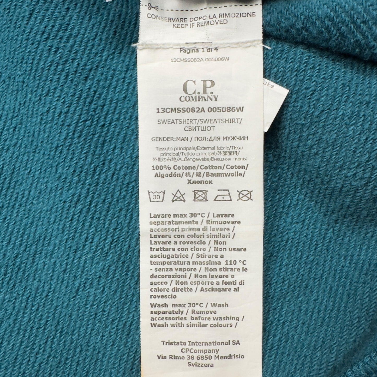 C.P. Company Diagonal Raised Fleece Goggle Full Zip - Teal