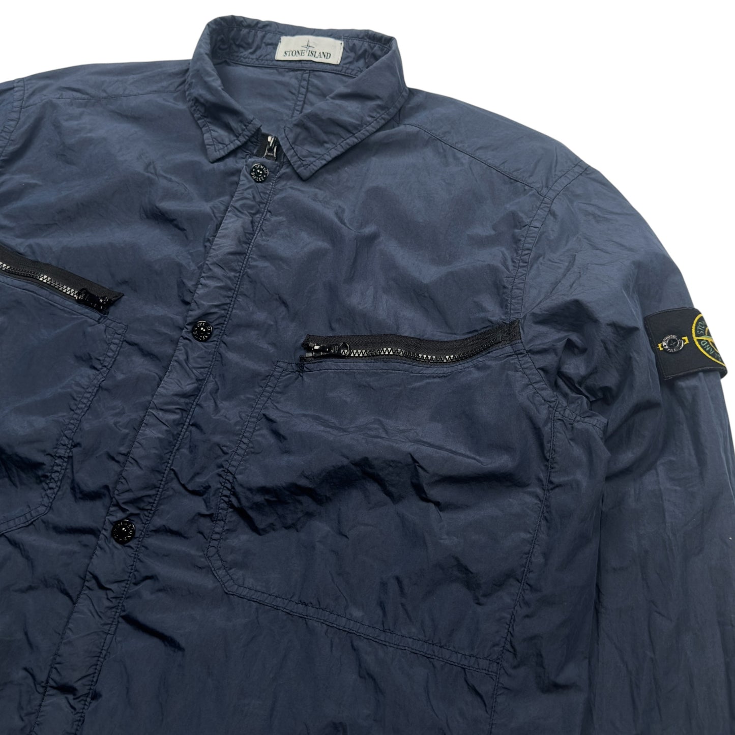 S/S 15 Stone Island Cotton Blend Poplin Multipocket Overshirt - Navy