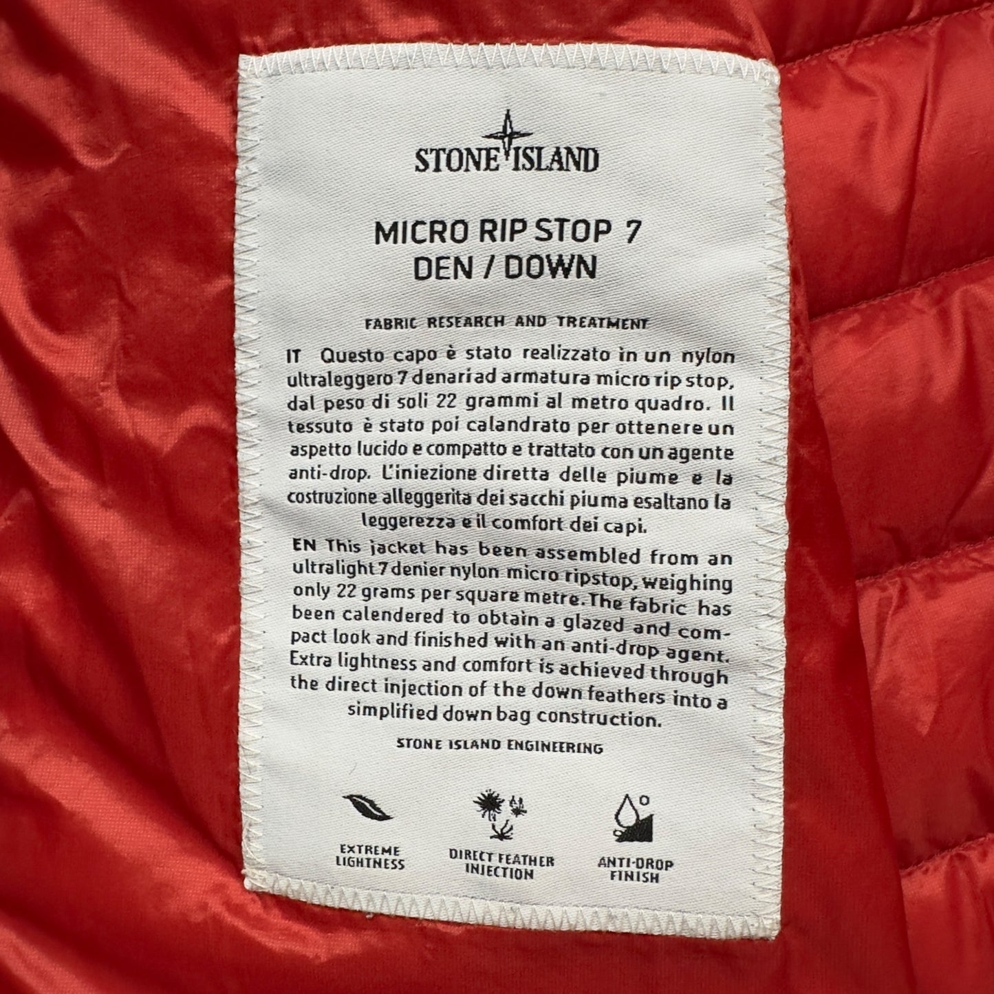 S/S 13 Stone Island Micro Rip Stop 7 Den / Down Gilet - Red