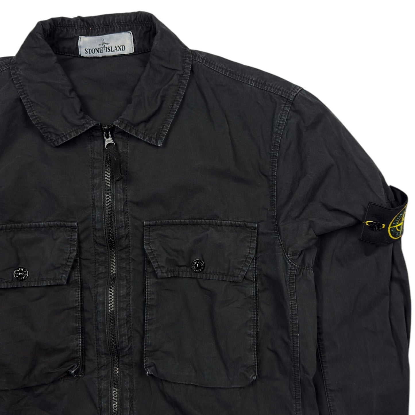 A/W 21 Stone Island Brushed Cotton Overshirt - Black