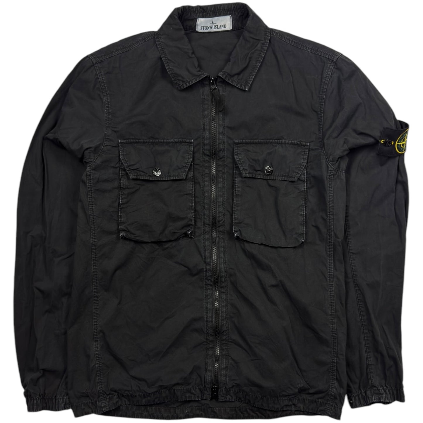 A/W 21 Stone Island Brushed Cotton Overshirt - Black