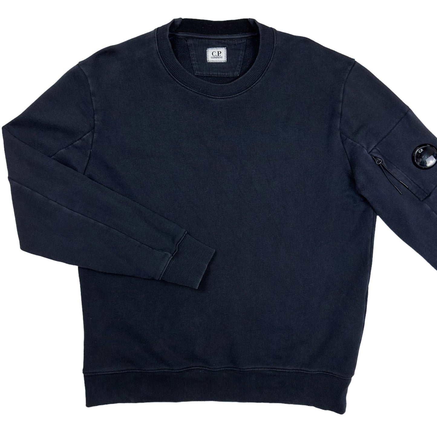C.P. Company Diagonal Raised Fleece Crewneck Sweater - Navy