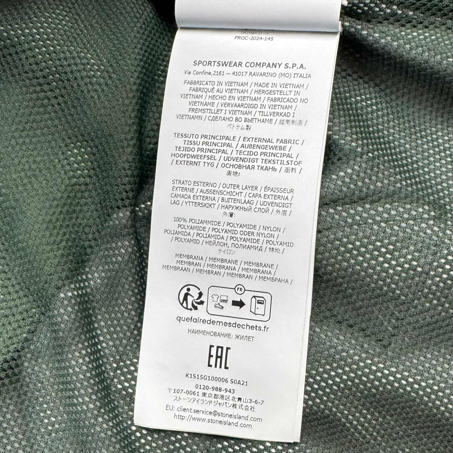 S/S 25 Stone Island Membrana 3L TC Utility Vest - Mint Green