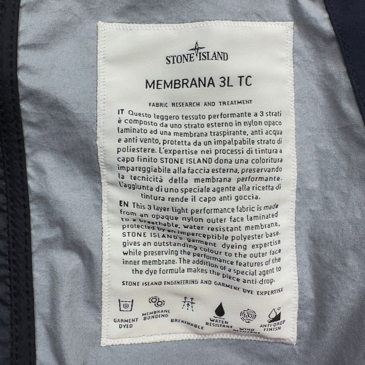 S/S 23 Stone Island Membrana 3L TC Jacket - Navy