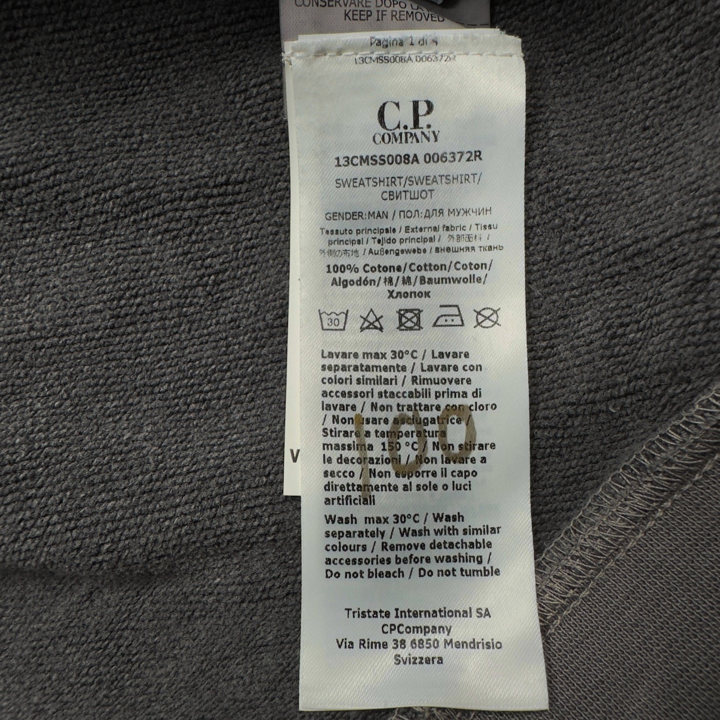 C.P. Company Resist Dyed Crewneck Sweater - Grey