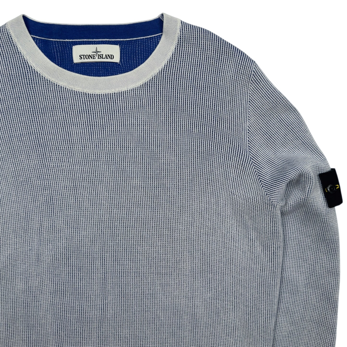 S/S 19 Stone Island Two Tone Optical Ribbing Waffle Knit Sweater