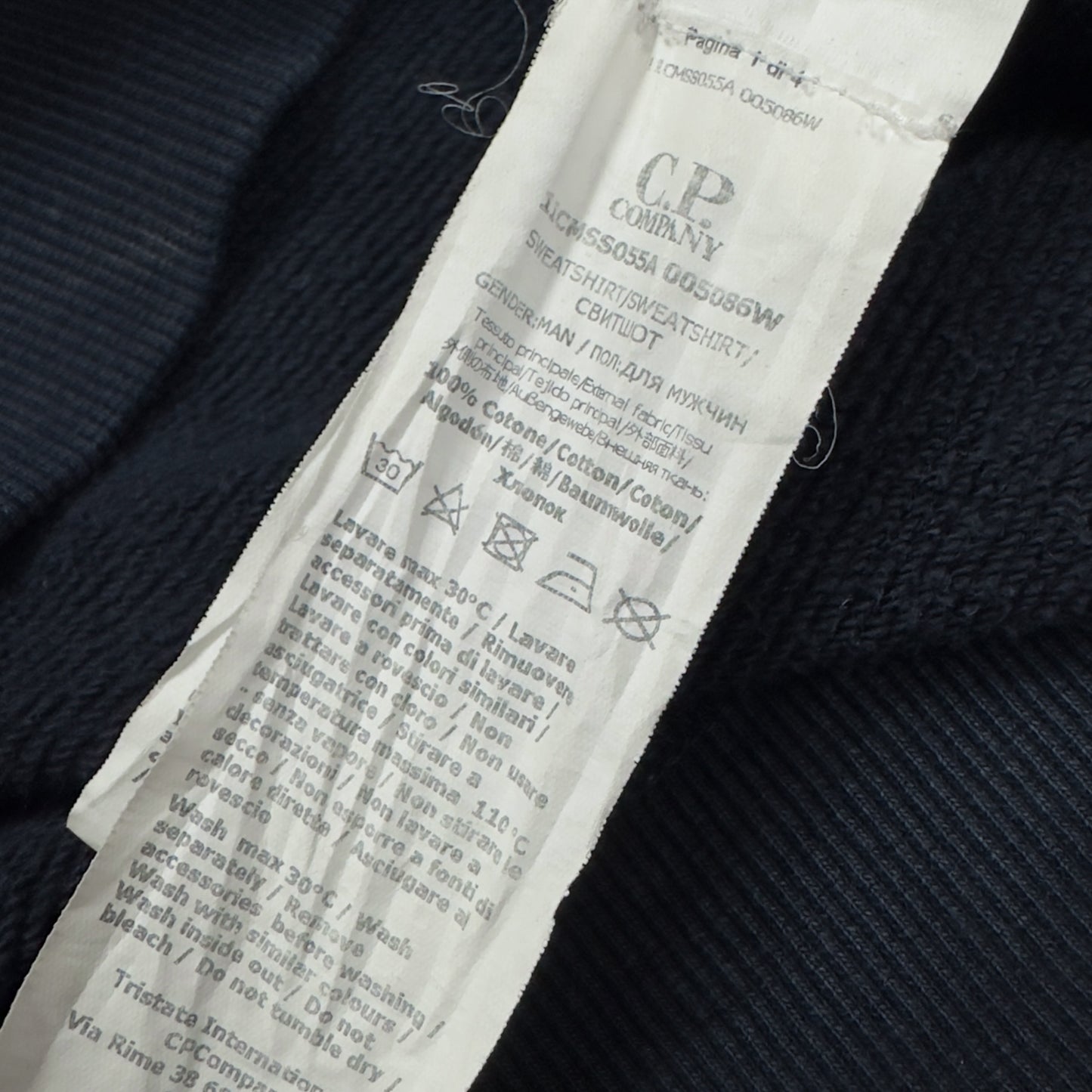 C.P. Company Diagonal Raised Fleece Crewneck Sweater - Navy