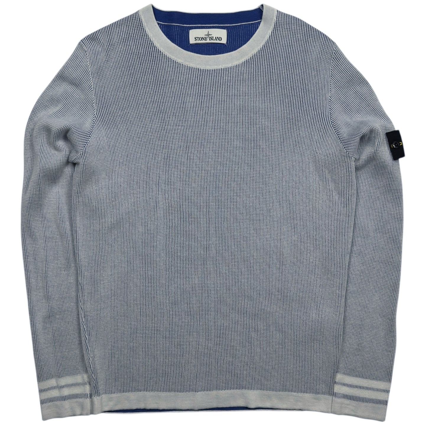 S/S 19 Stone Island Two Tone Optical Ribbing Waffle Knit Sweater