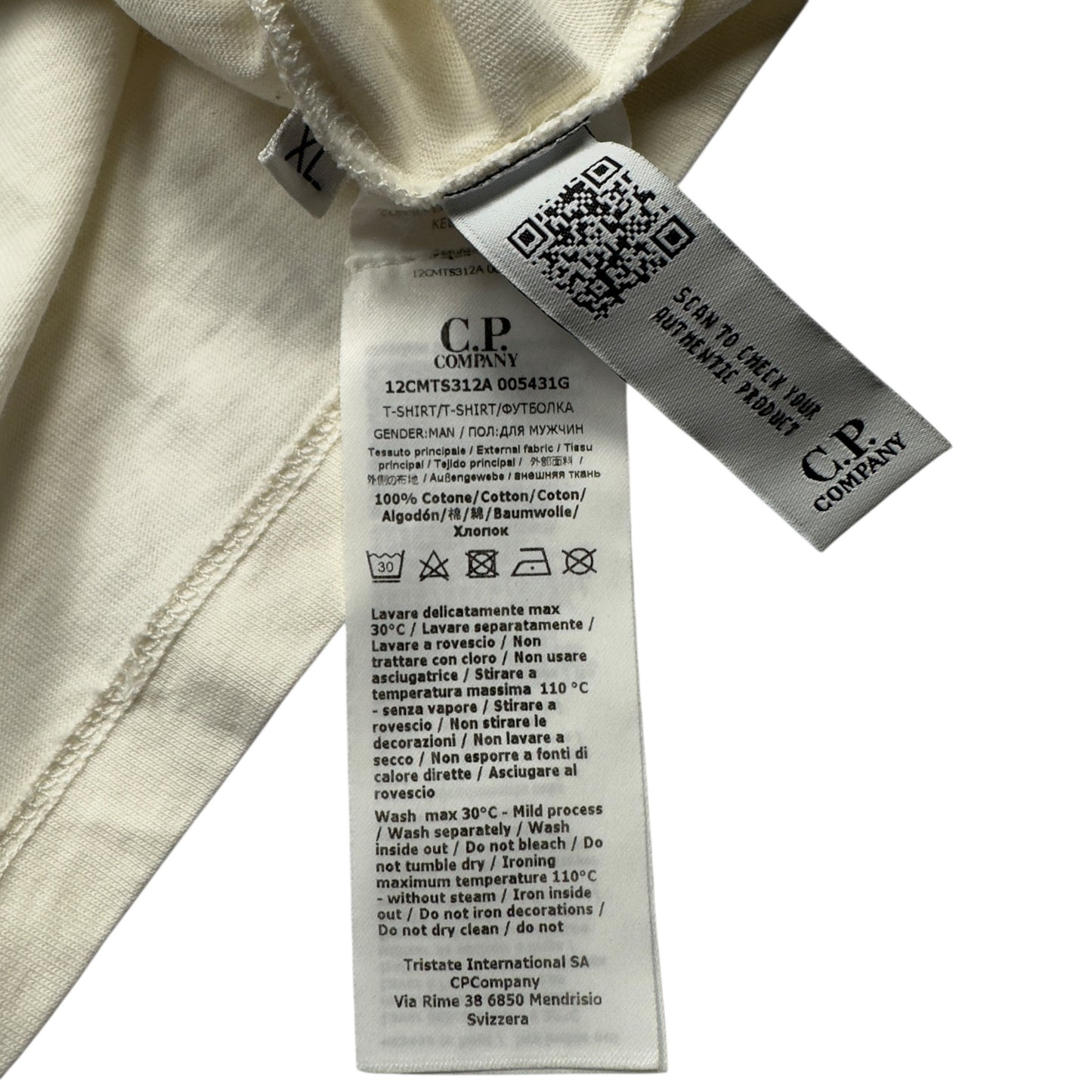 C.P. Company Bianco Naturale Back Print T-Shirt