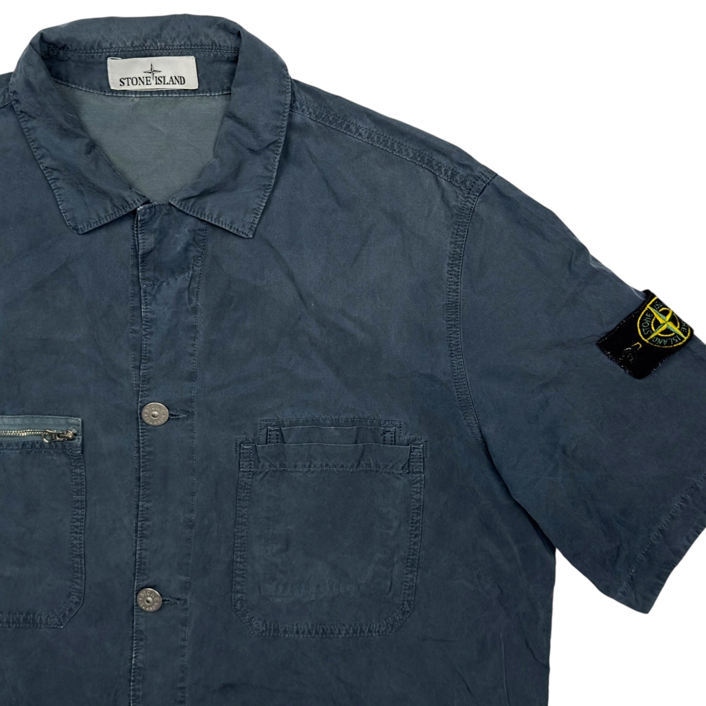 S/S 23 Stone Island Cupro Cotton Twill Shirt - Navy