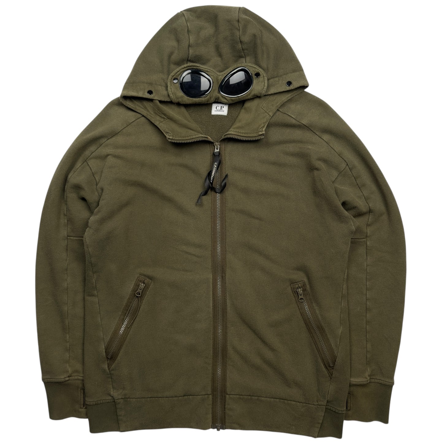 C.P. Company Diagonal Raised Fleece Goggle Full Zip - Khaki