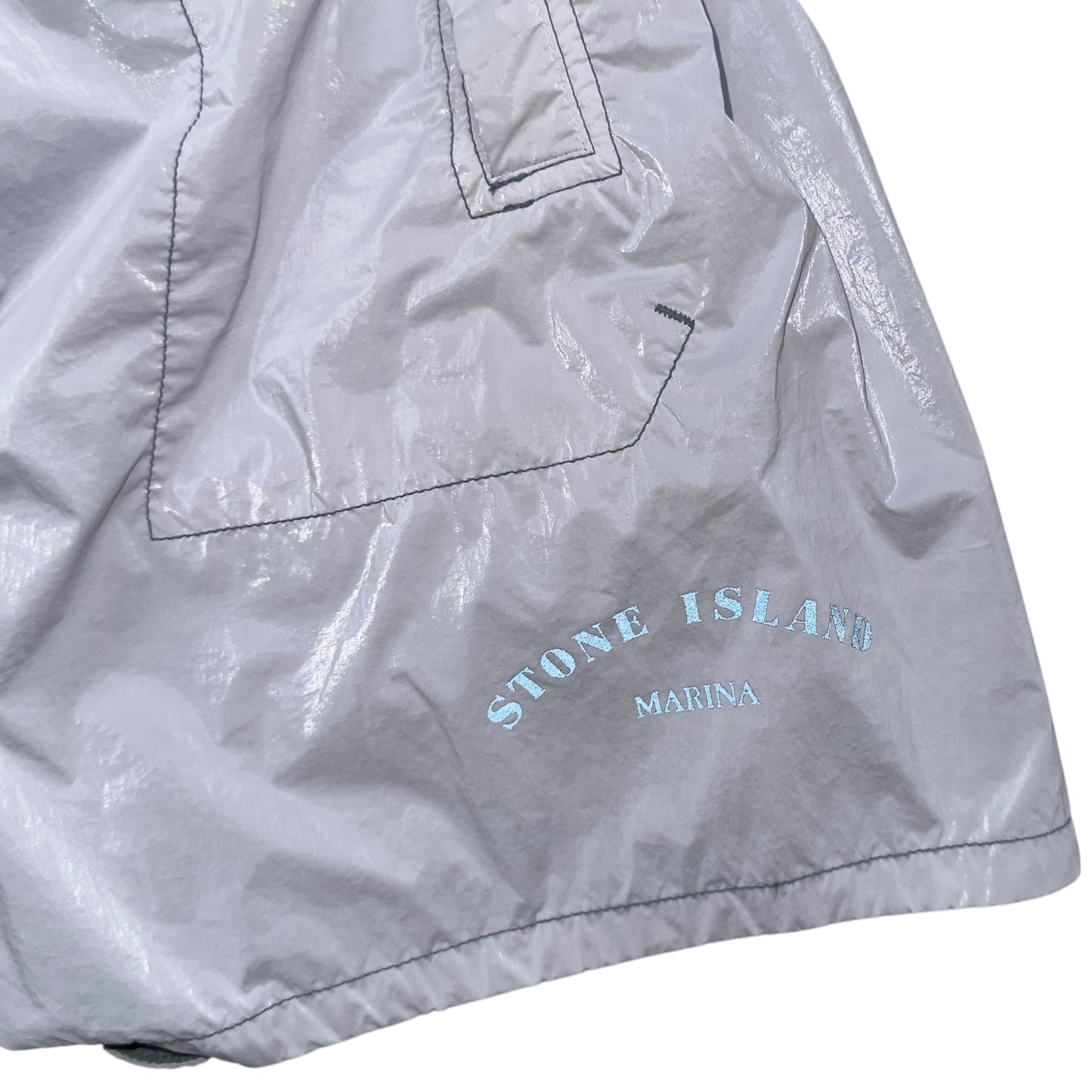 S/S 23 Stone Island Marina Rip Stop Prismatico Shorts - Light Grey Blue