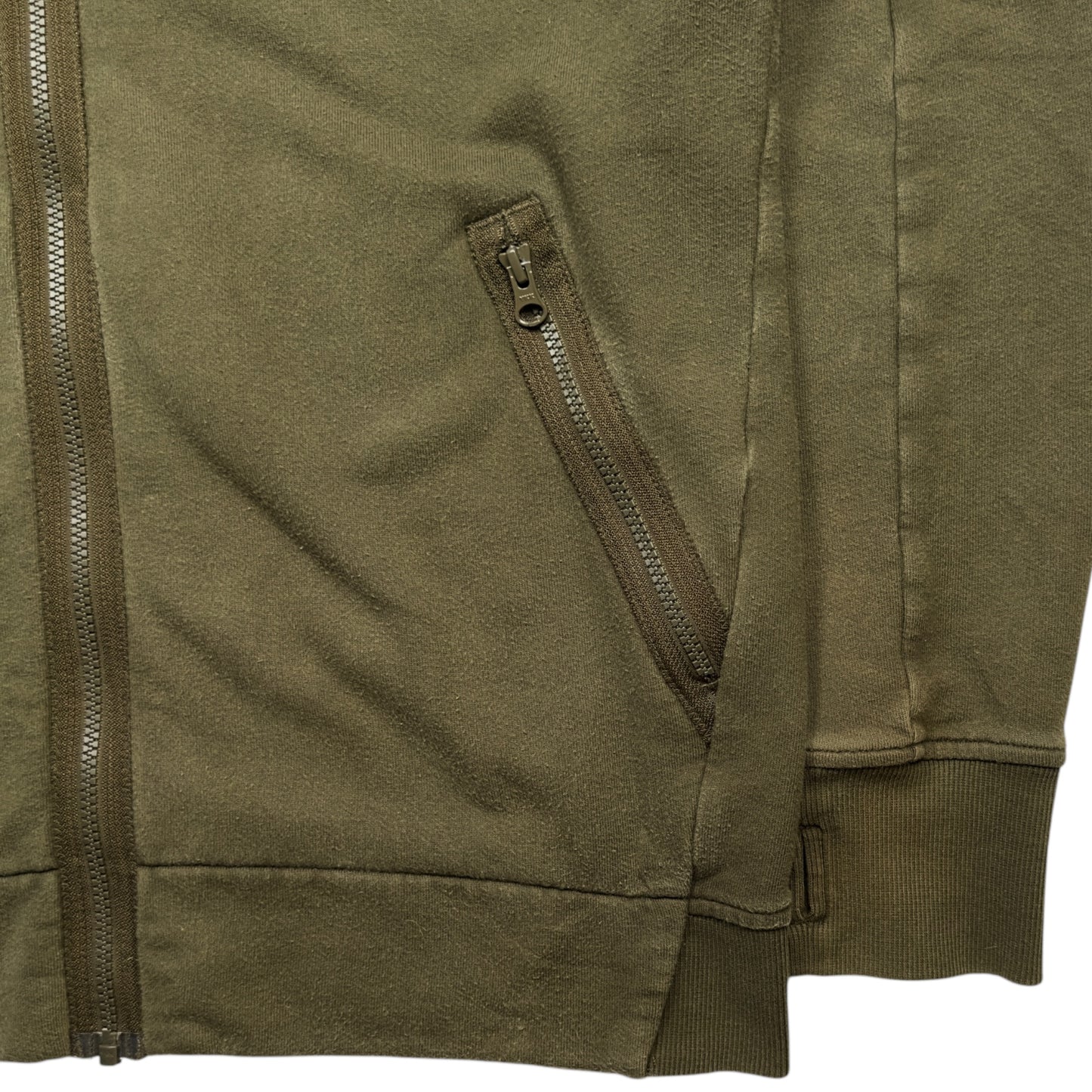 C.P. Company Diagonal Raised Fleece Goggle Full Zip - Khaki