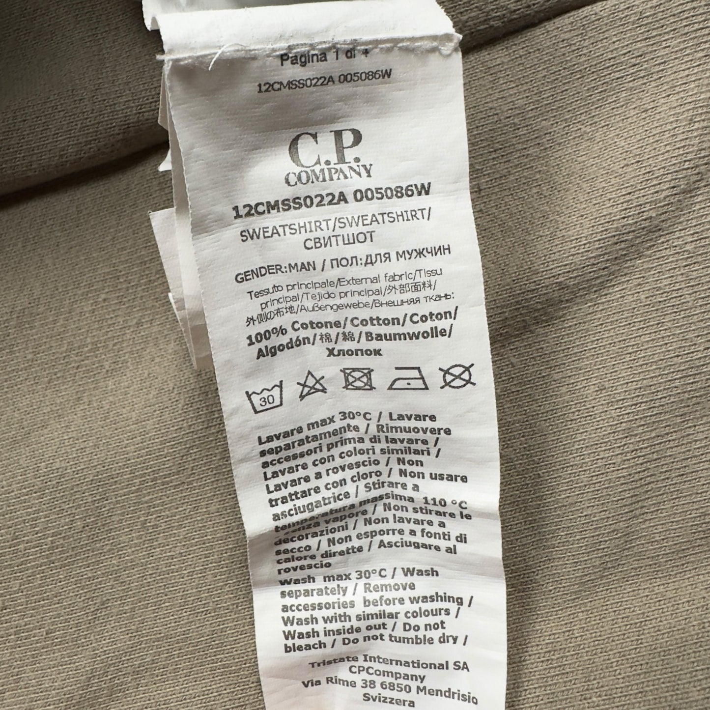 C.P. Company Diagonal Raised Fleece Crewneck Sweater - Beige