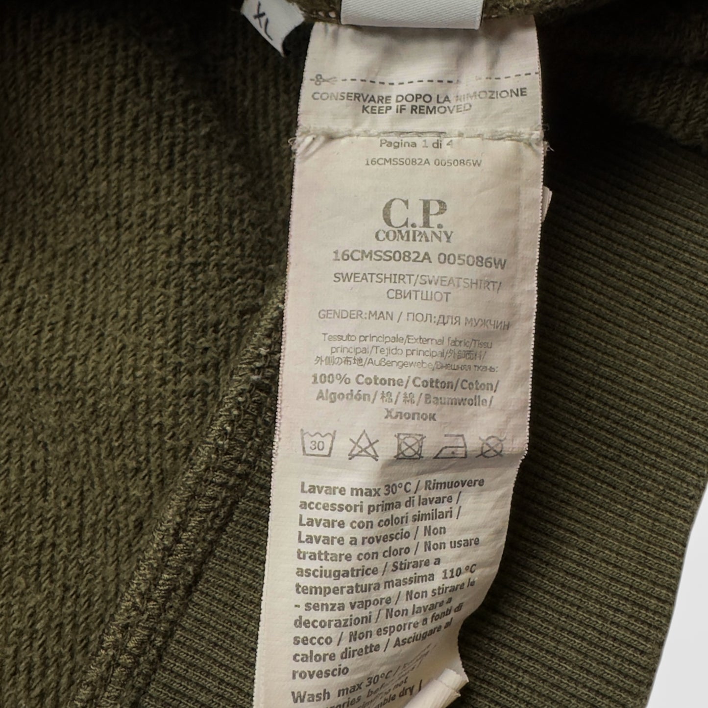 C.P. Company Diagonal Raised Fleece Goggle Full Zip - Khaki