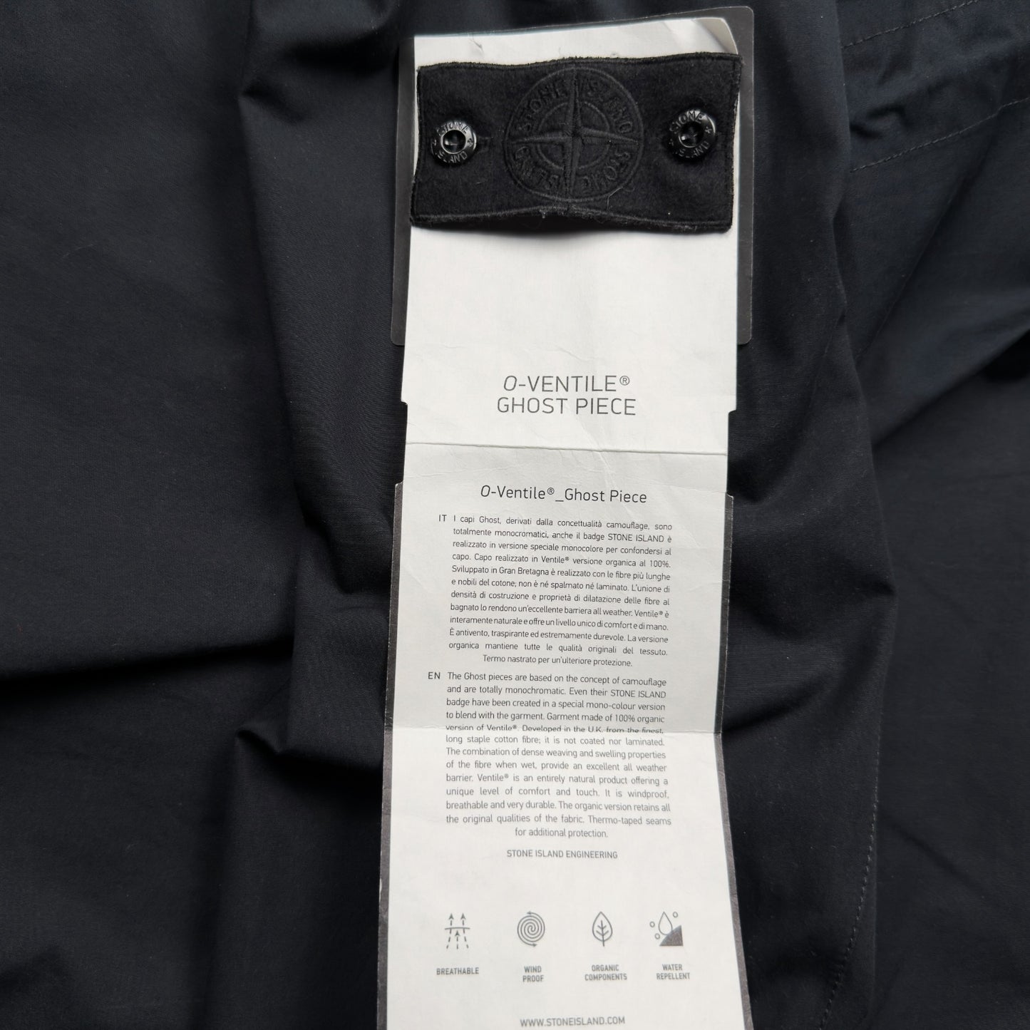 S/S 23 Stone Island O-Ventile Ghost Fishtail Parka Jacket - Black