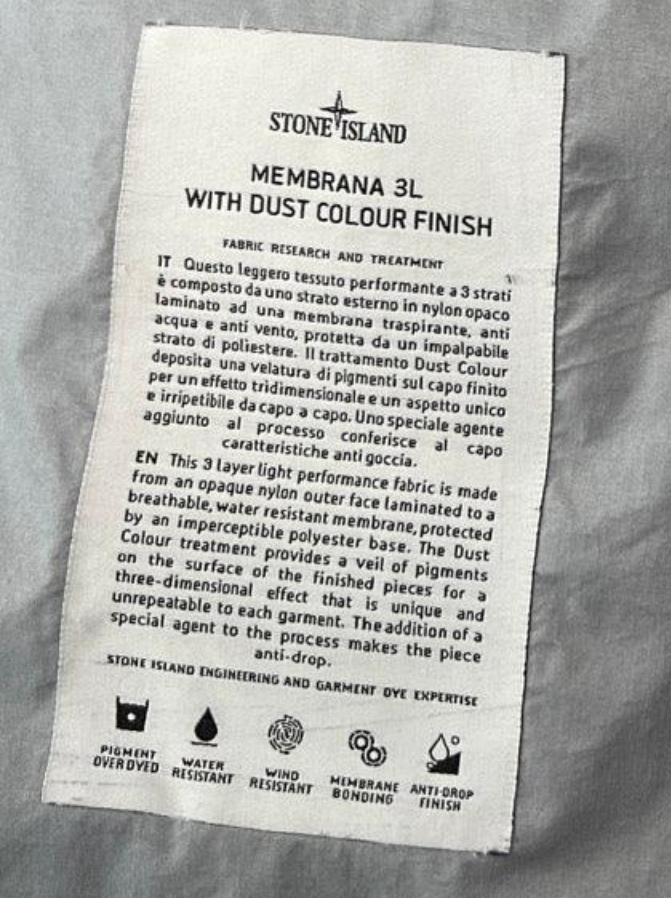 S/S 20 Stone Island Membrana 3L with Dust Colour Finish Parka Jacket