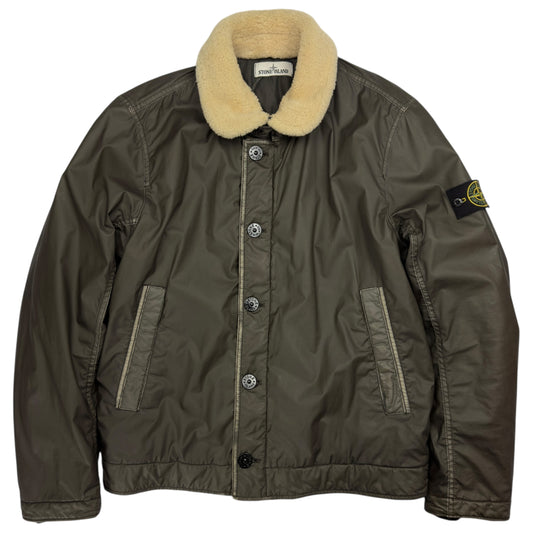 A/W 15 Stone Island Mussola Gommata Shearling Collar Flight Jacket - Brown