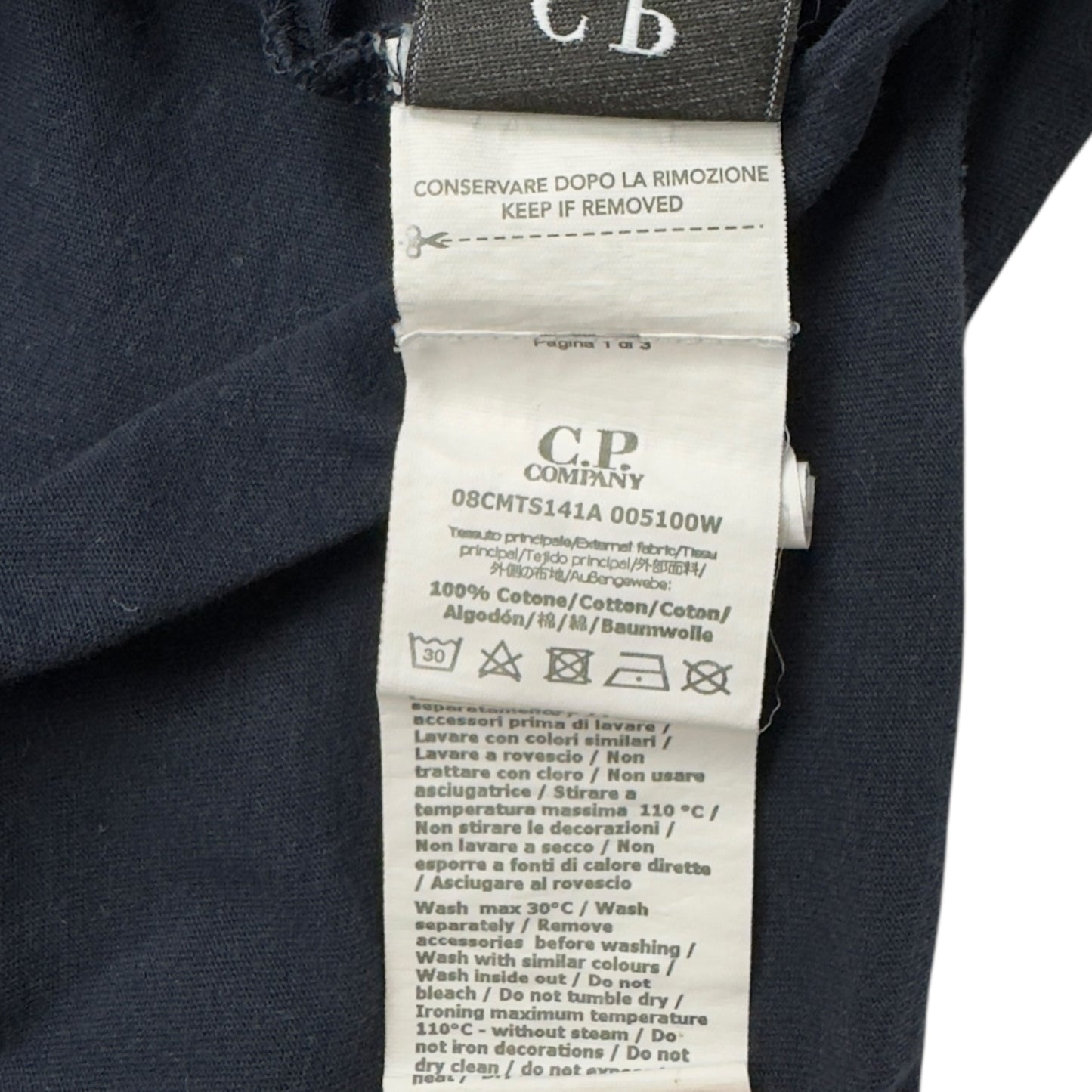 C.P. Company New Patch Big Stitch Logo T-Shirt - Navy