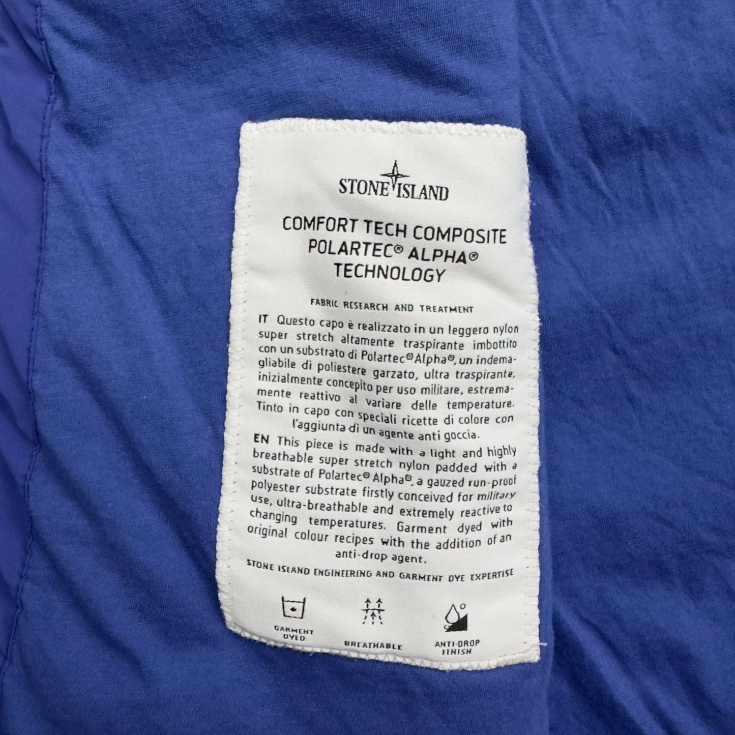 A/W 21 Stone Island Comfort Tech Composite with Polartec Alpha Jacket - Blue