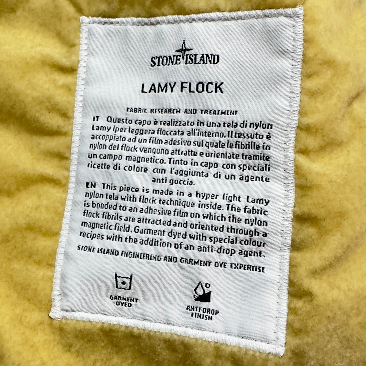 A/W 19 Stone Island Lamy Flock Jacket - Yellow