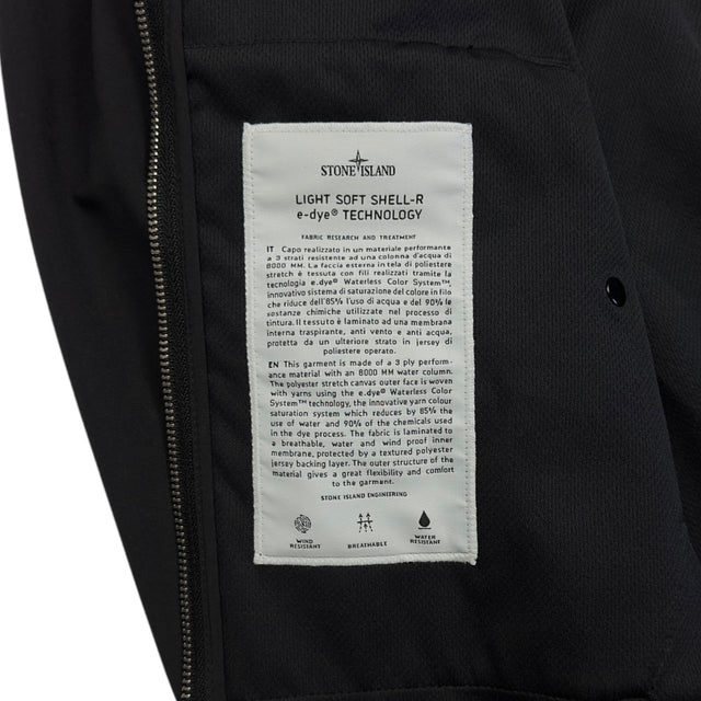 S/S 21 Stone Island Light Soft Shell-R Jacket with e-dye Technology - Black
