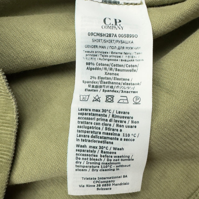 C.P. Company Corduroy Quarter Zip Overshirt - Khaki