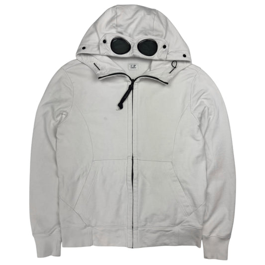 C.P. Company Diagonal Raised Fleece Goggle Full Zip - White