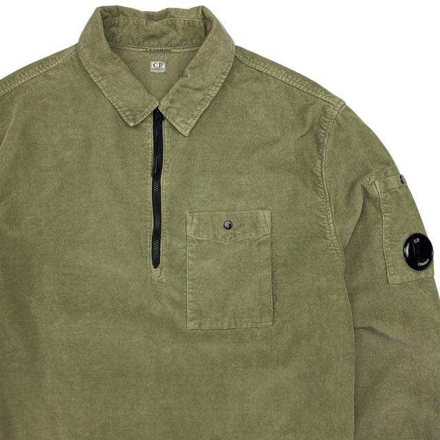 C.P. Company Corduroy Quarter Zip Overshirt - Khaki