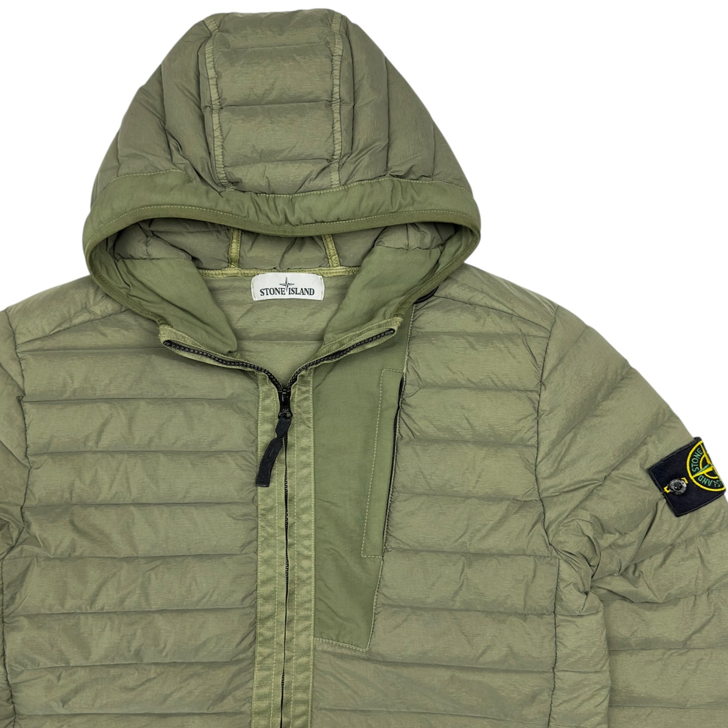 S/S 20 Stone Island Loom Woven Down Chambers Stretch Nylon TC Jacket - Khaki