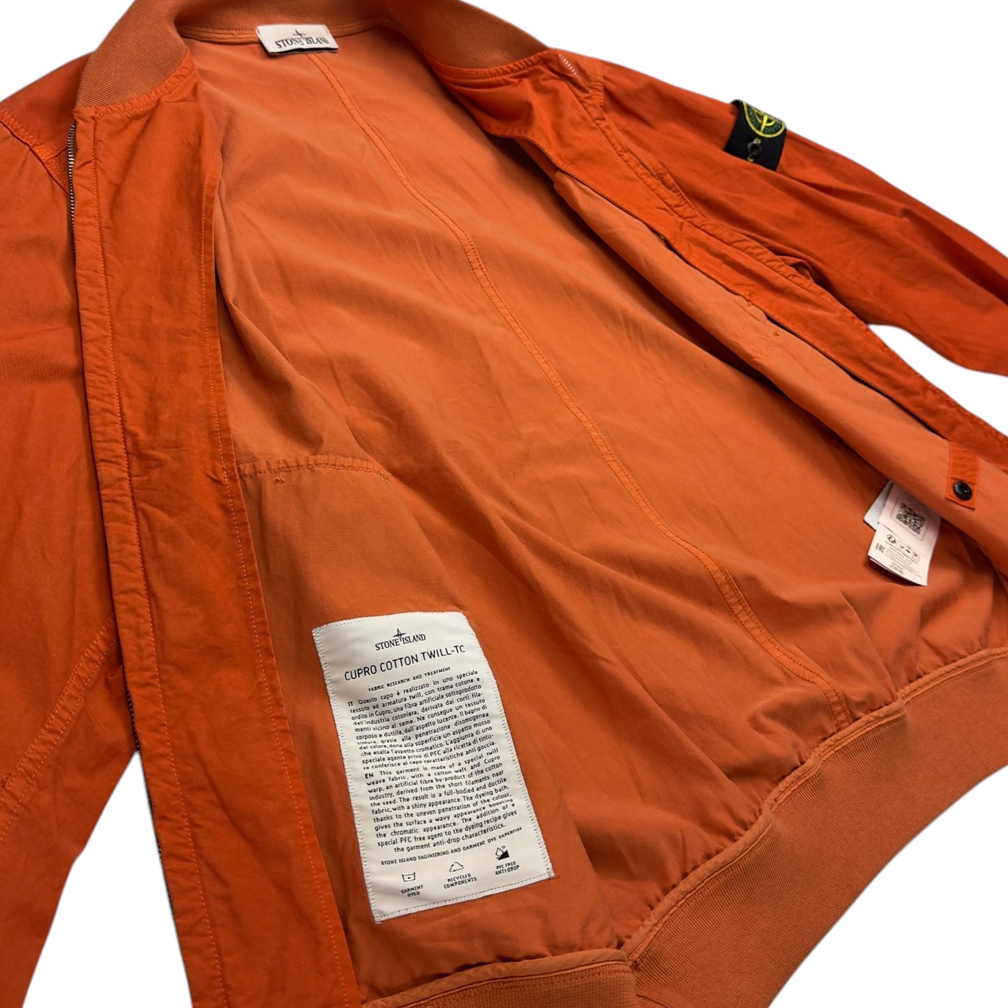 S/S 23 Stone Island Cupro Cotton Twill-TC Bomber - Orange