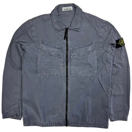 A/W 22 Stone Island Brushed Cotton Overshirt - Grey/Blue