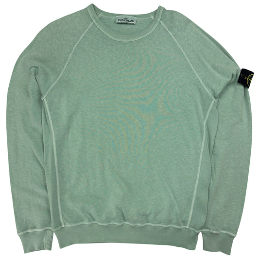 S/S 21 Stone Island Old Effect Crewneck Sweater - Mint Green