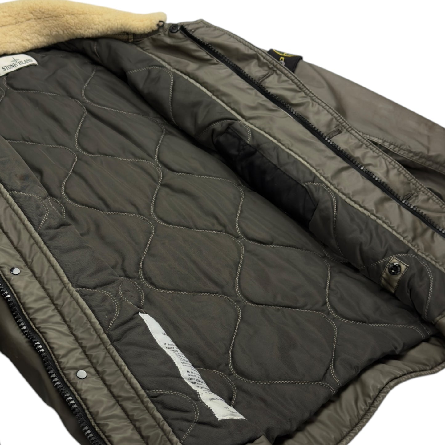 A/W 15 Stone Island Mussola Gommata Shearling Collar Flight Jacket - Brown