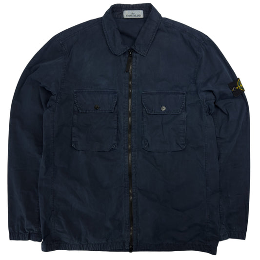 A/W 21 Stone Island Brushed Cotton Overshirt - Navy