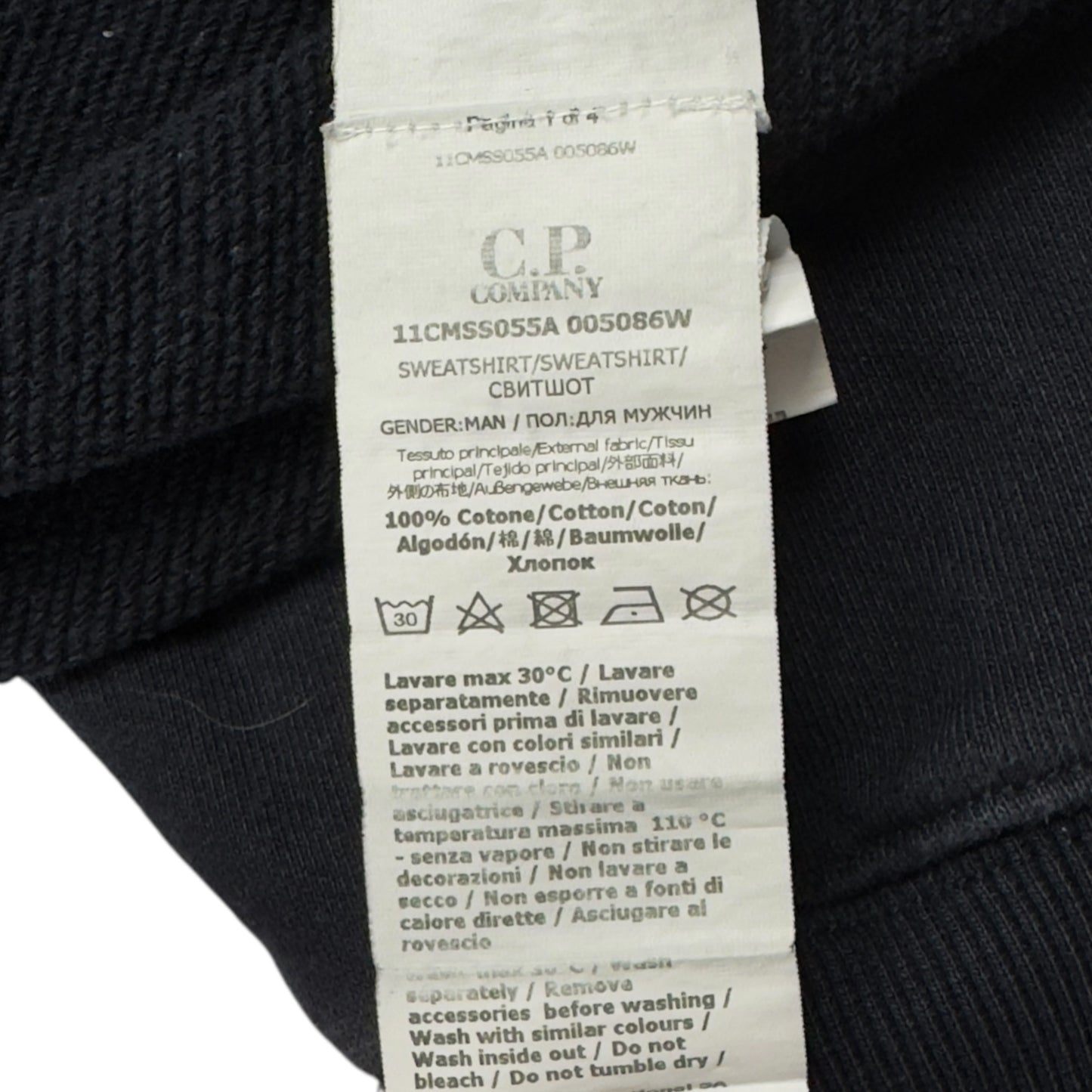 C.P. Company Diagonal Raised Fleece Crewneck Sweater - Navy