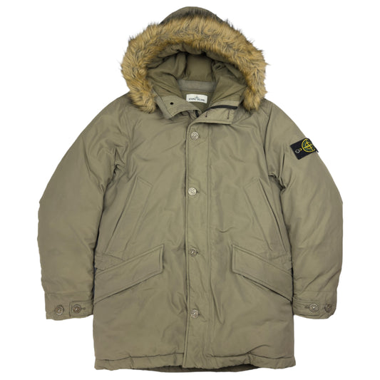 A/W 18 Stone Island Micro Reps Down Fur Hood Puffer Parka Jacket - Khaki