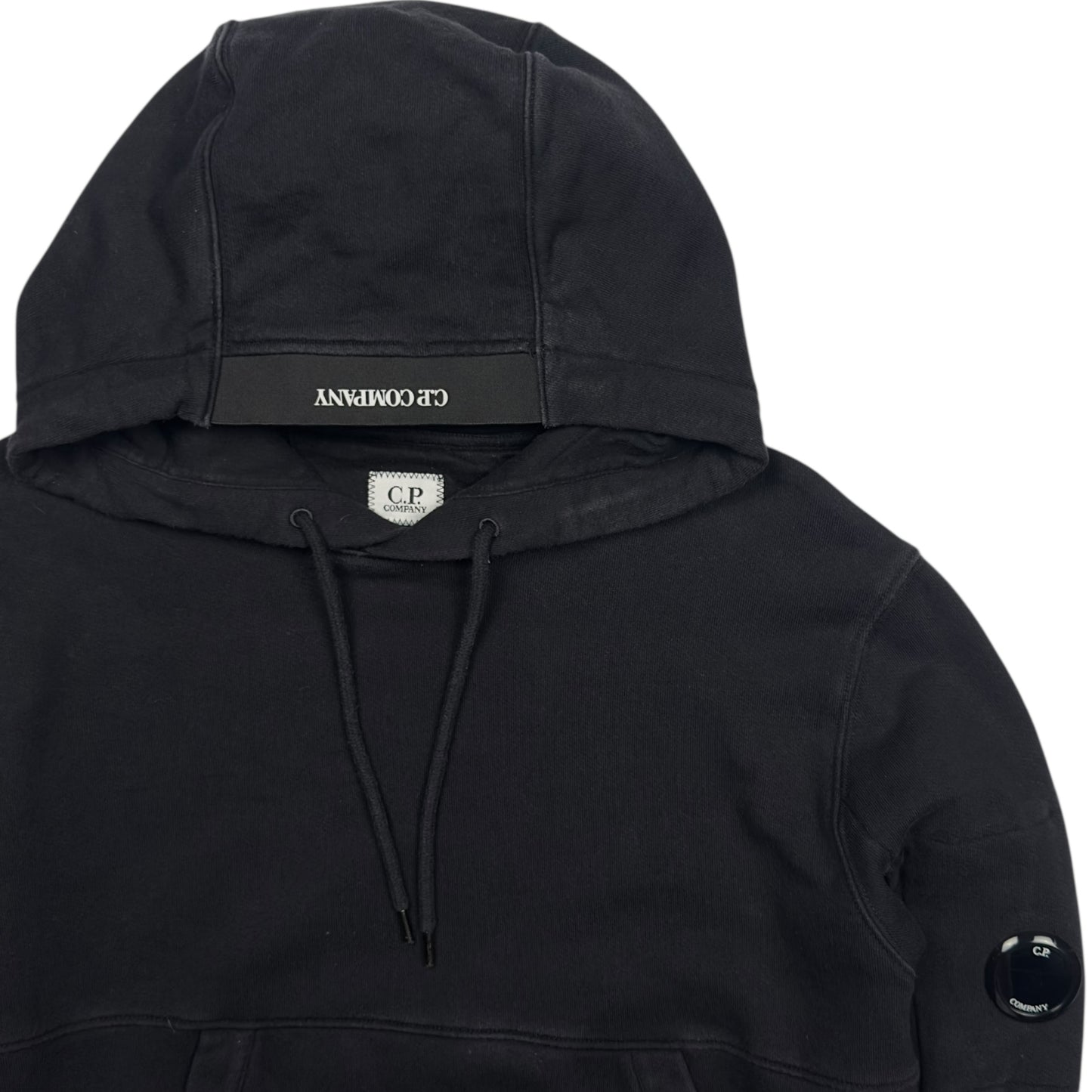 C.P. Company Diagonal Fleece Lens Hoodie - Black