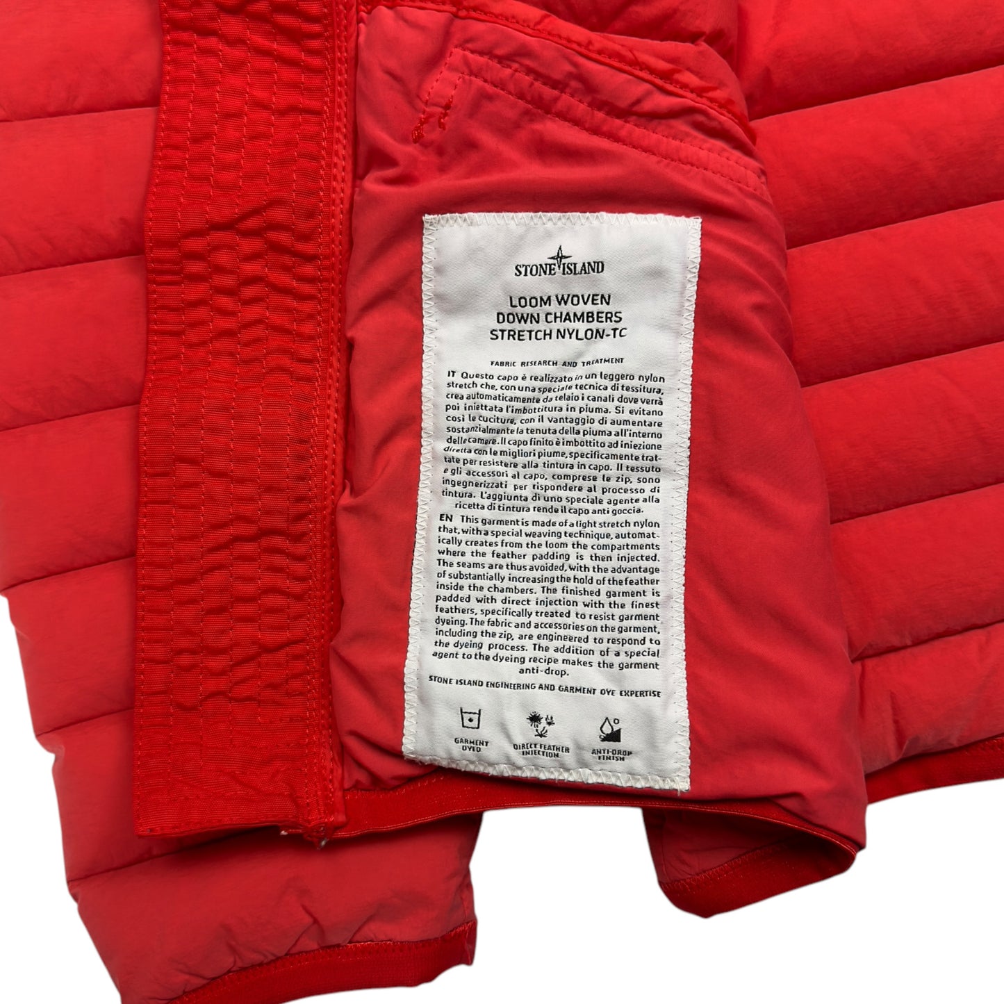 S/S 19 Stone Island Loom Woven Down Chambers Stretch Nylon TC Jacket - Red