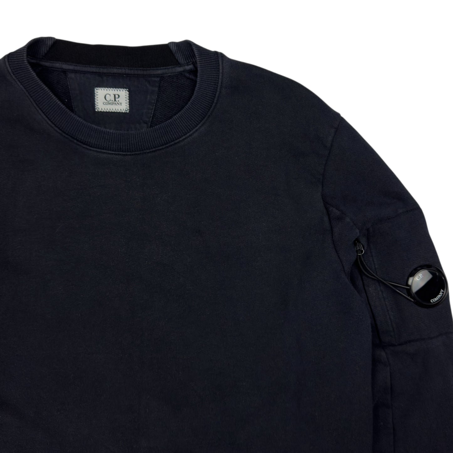 C.P. Company Diagonal Raised Fleece Crewneck Sweater - Navy