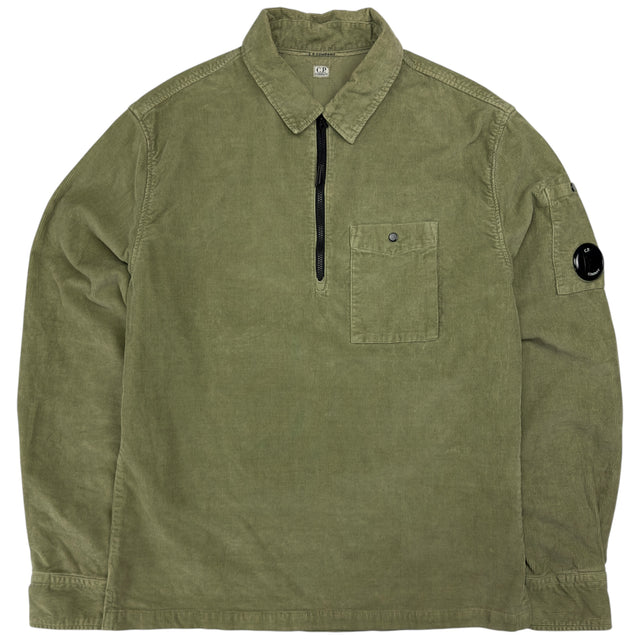 C.P. Company Corduroy Quarter Zip Overshirt - Khaki