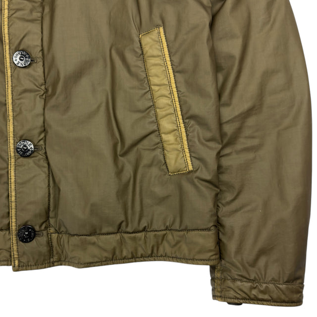 A/W 15 Stone Island Mussola Gommata Shearling Collar Flight Jacket - Khaki