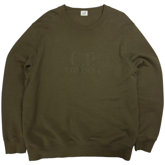 C.P. Company Spellout Chest Logo Crewneck Sweater - Khaki