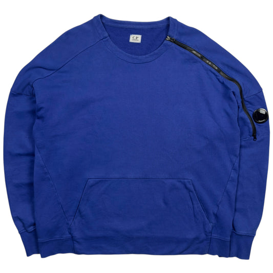 C.P. Company Diagonal Raised Fleece Pocket Crewneck - Blue