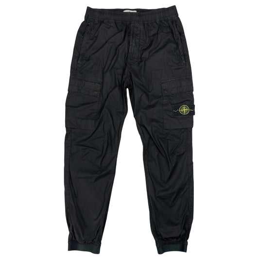 Stone Island Stretch Cotton Cuffed Cargo Trousers - Black